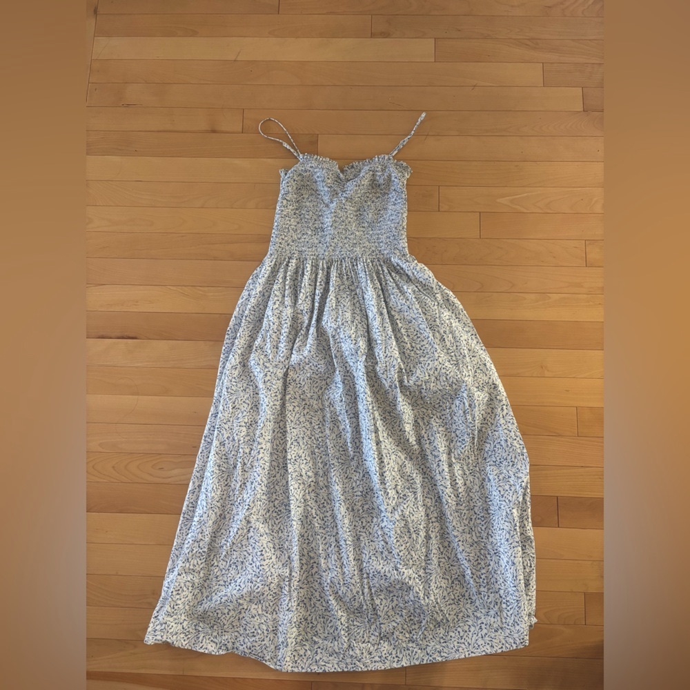 H&M Blue and White Smocked Dress